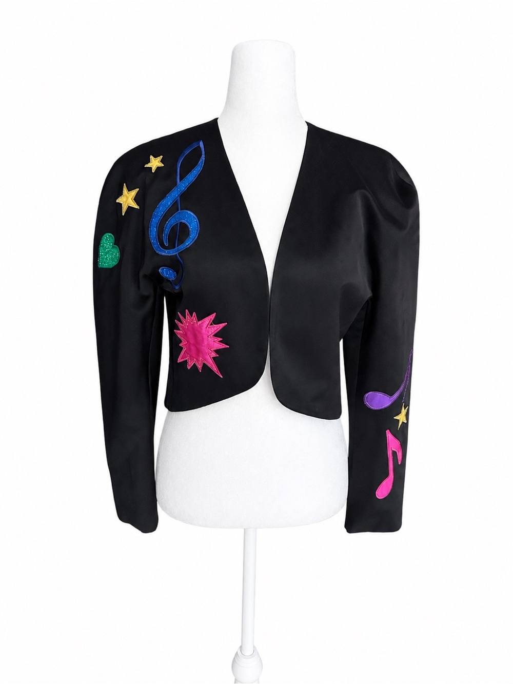 VTG Mondi‎ West Germany Cropped Jacket Blazer 34 Pop Art Music Notes Bolero 80s